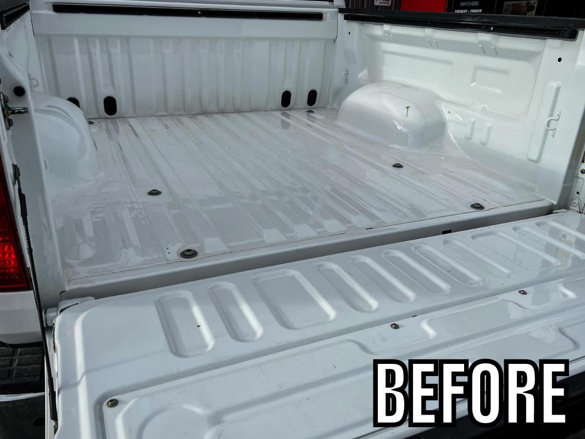 Before picture of spray on truck bed liner 1