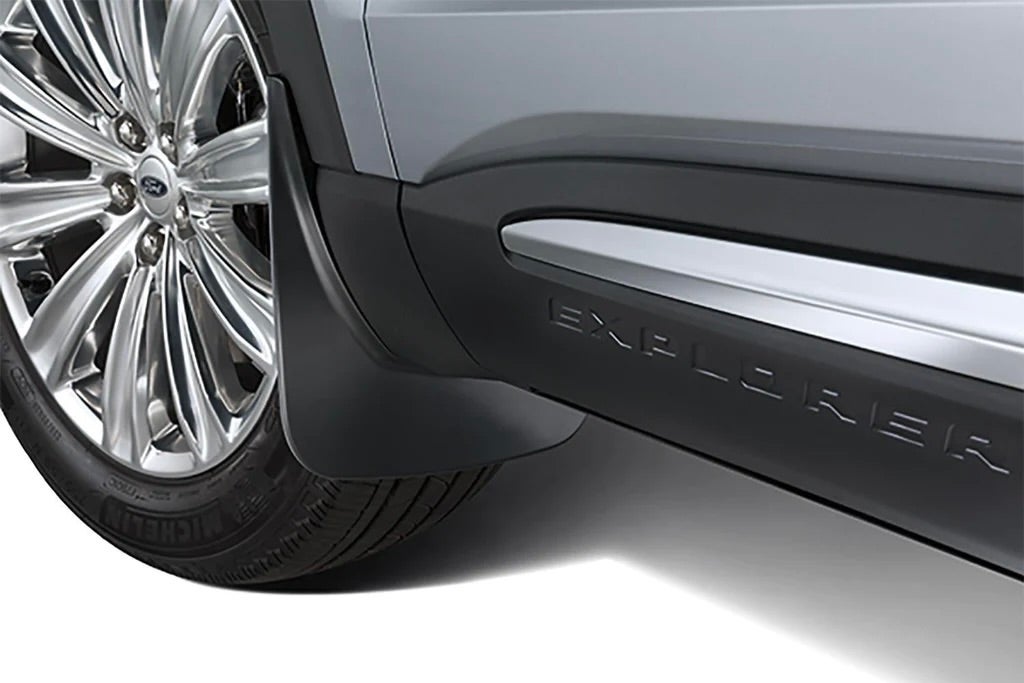 Vehicle with mud flap.